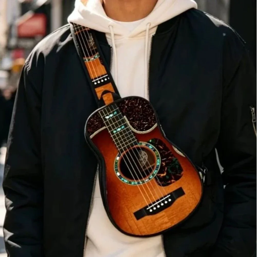 Acoustic Guitar Shaped Sling Crossbody Bag Unisex NEW!